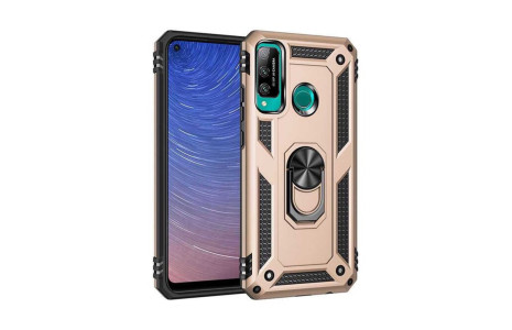 Newface Huawei P40 Lite E Kılıf Sofya Yüzüklü Silikon Kapak - Gold