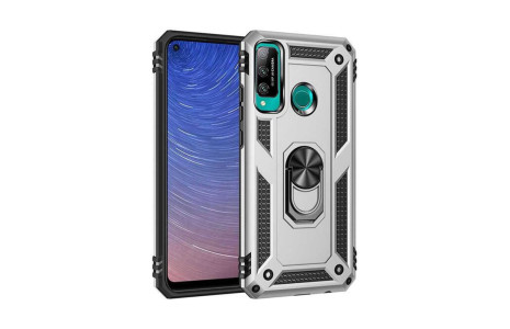 Newface Huawei P40 Lite E Kılıf Sofya Yüzüklü Silikon Kapak - Gümüş