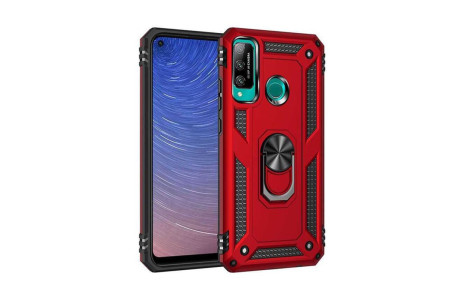 Newface Huawei P40 Lite E Kılıf Sofya Yüzüklü Silikon Kapak - Kırmızı