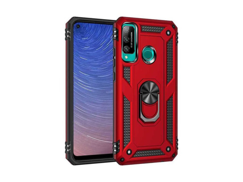Newface Huawei P40 Lite E Kılıf Sofya Yüzüklü Silikon Kapak - Kırmızı