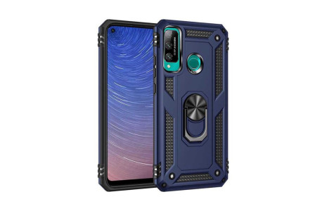 Newface Huawei P40 Lite E Kılıf Sofya Yüzüklü Silikon Kapak - Lacivert