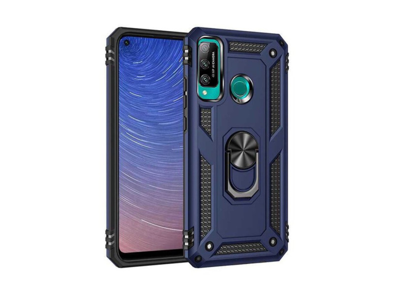 Newface Huawei P40 Lite E Kılıf Sofya Yüzüklü Silikon Kapak - Lacivert