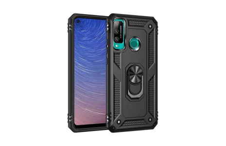 Newface Huawei P40 Lite E Kılıf Sofya Yüzüklü Silikon Kapak - Siyah