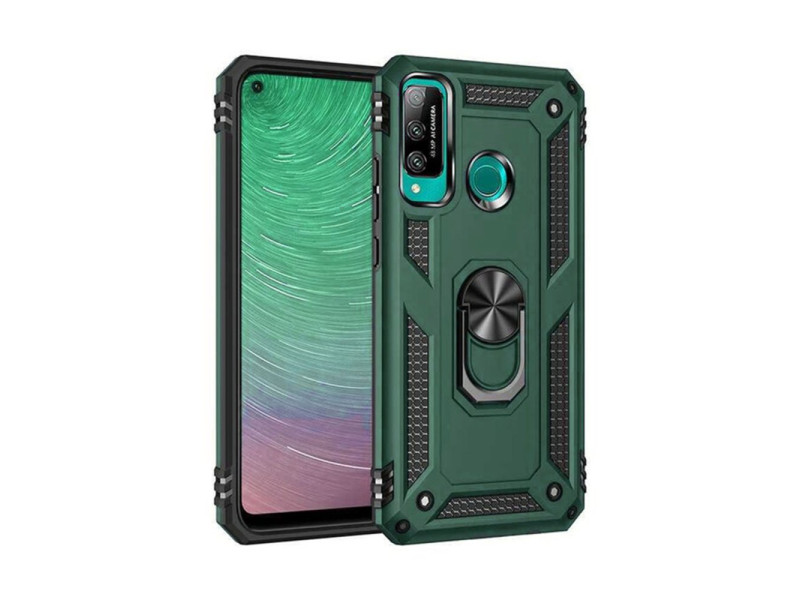 Newface Huawei P40 Lite E Kılıf Sofya Yüzüklü Silikon Kapak - Yeşil