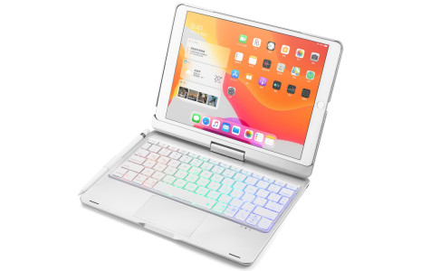 Newface iPad 10.2 (7.nesil) Kılıf Magic Dönen Klavyeli Tablet Kılıf - Gümüş