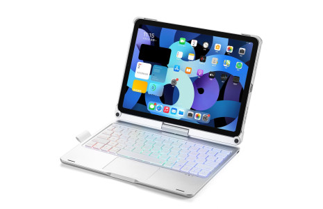 Newface iPad Pro 11 (2020) Kılıf Magic Dönen Klavyeli Tablet Kılıf - Gümüş