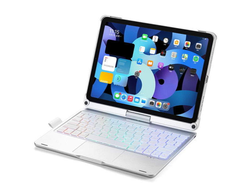 Newface iPad Pro 11 (2021) Kılıf Magic Dönen Klavyeli Tablet Kılıf - Gümüş