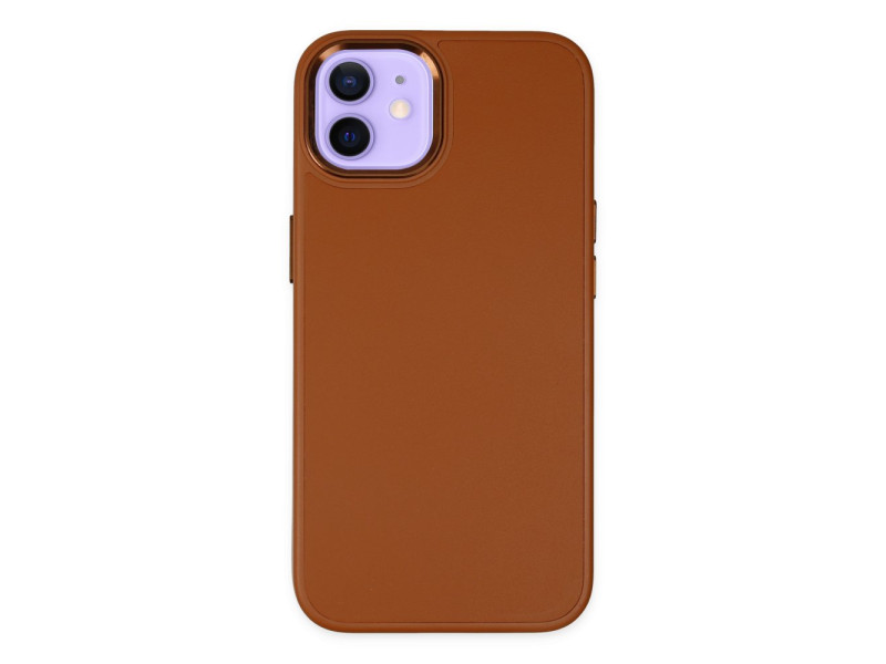 Newface iPhone 11 Kılıf Asya Deri Silikon - Kahverengi