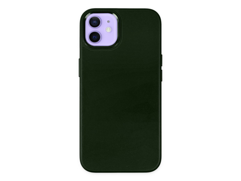 Newface iPhone 11 Kılıf Asya Deri Silikon - Koyu Yeşil