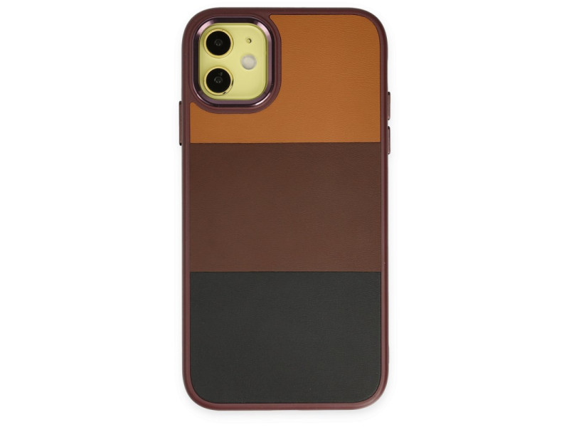 Newface iPhone 11 Kılıf King Kapak - Bordo-Siyah