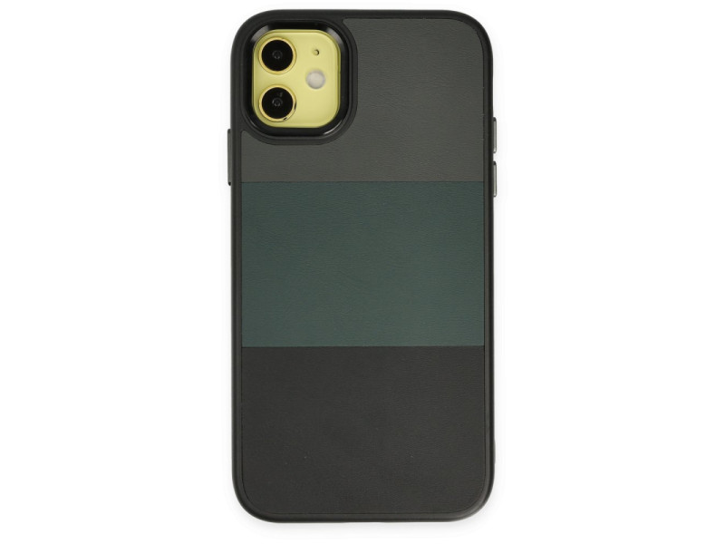 Newface iPhone 11 Kılıf King Kapak - Gri-Siyah
