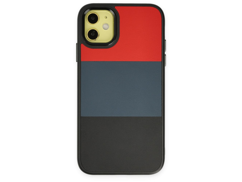 Newface iPhone 11 Kılıf King Kapak - Kırmızı-Siyah