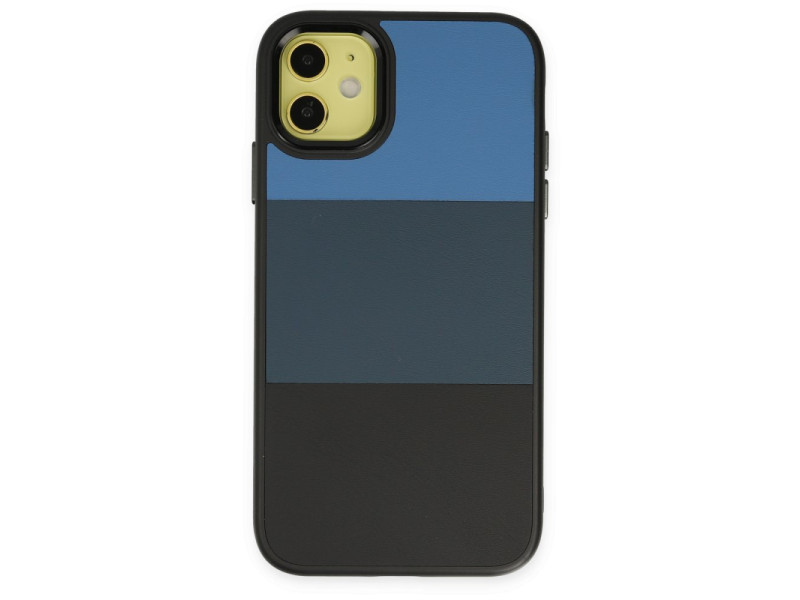 Newface iPhone 11 Kılıf King Kapak - Mavi-Siyah