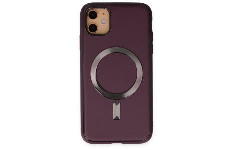 Newface iPhone 12 Kılıf Coco Deri Magneticsafe Silikon - Bordo