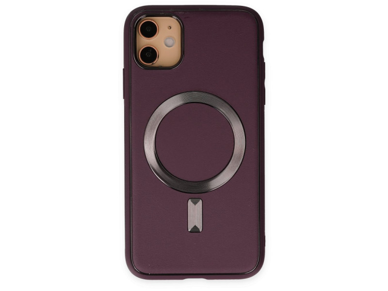 Newface iPhone 12 Kılıf Coco Deri Magneticsafe Silikon - Bordo