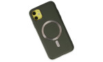 Newface iPhone 12 Kılıf Coco Deri Magneticsafe Silikon - Haki Yeşil