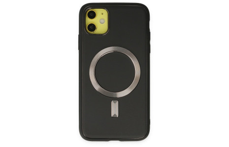 Newface iPhone 12 Kılıf Coco Deri Magneticsafe Silikon - Siyah