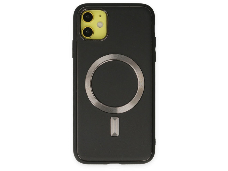 Newface iPhone 12 Kılıf Coco Deri Magneticsafe Silikon - Siyah