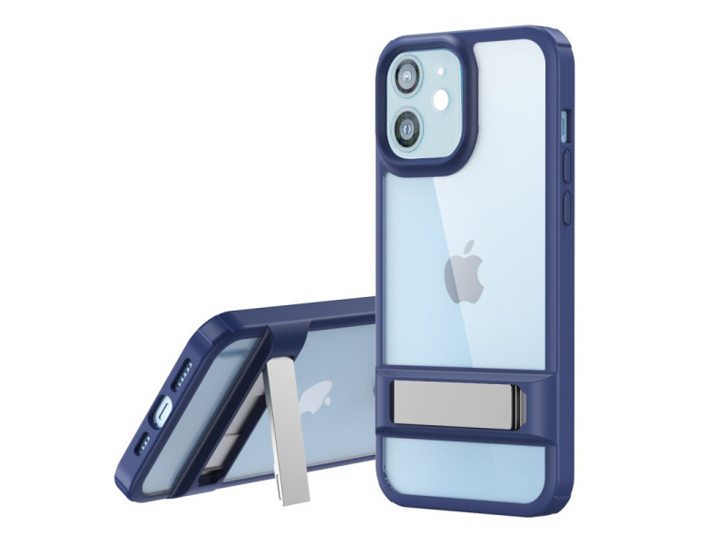 Newface iPhone 12 Kılıf Rolet Stand Kapak - Lacivert