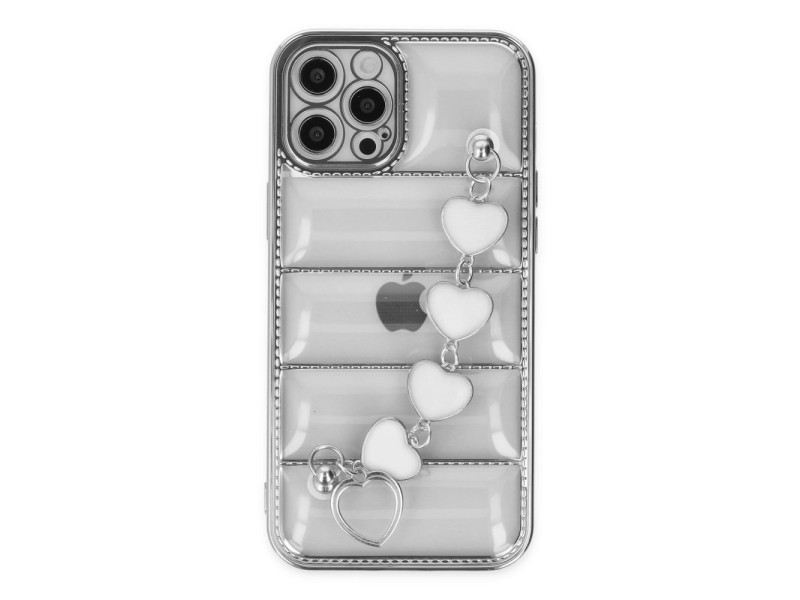 Newface iPhone 12 Pro Kılıf Berlin Elcekli Silikon - Gümüş