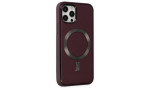 Newface iPhone 12 Pro Kılıf Coco Deri Magneticsafe Silikon - Bordo