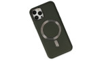 Newface iPhone 12 Pro Kılıf Coco Deri Magneticsafe Silikon - Haki Yeşil