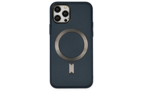 Newface iPhone 12 Pro Kılıf Coco Deri Magneticsafe Silikon - Lacivert