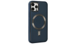 Newface iPhone 12 Pro Kılıf Coco Deri Magneticsafe Silikon - Lacivert