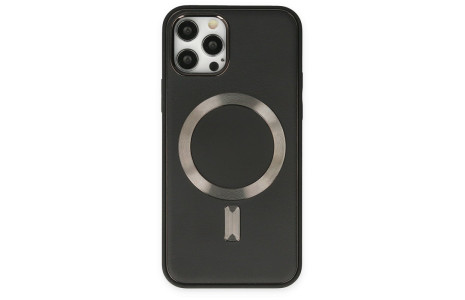 Newface iPhone 12 Pro Kılıf Coco Deri Magneticsafe Silikon - Siyah