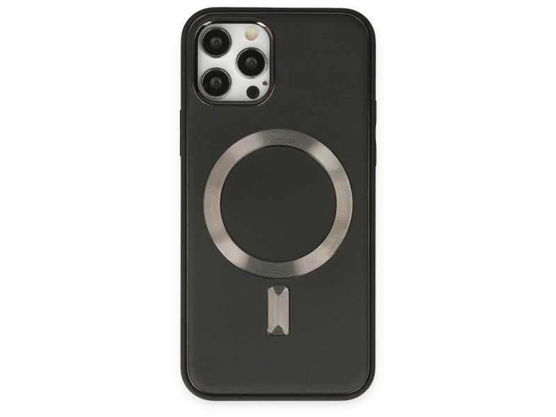Newface iPhone 12 Pro Kılıf Coco Deri Magneticsafe Silikon - Siyah