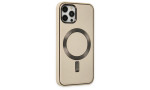 Newface iPhone 12 Pro Max Kılıf Coco Deri Magneticsafe Silikon - Krem