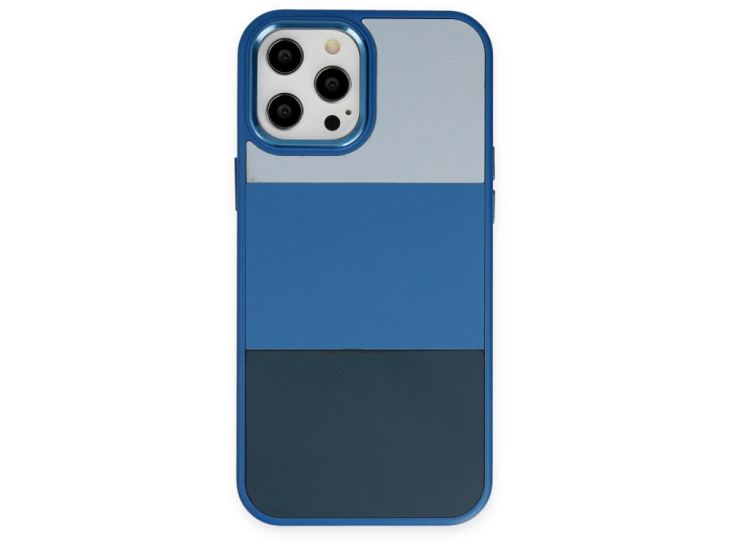 Newface iPhone 12 Pro Max Kılıf King Kapak - Açık Mavi-Lacivert