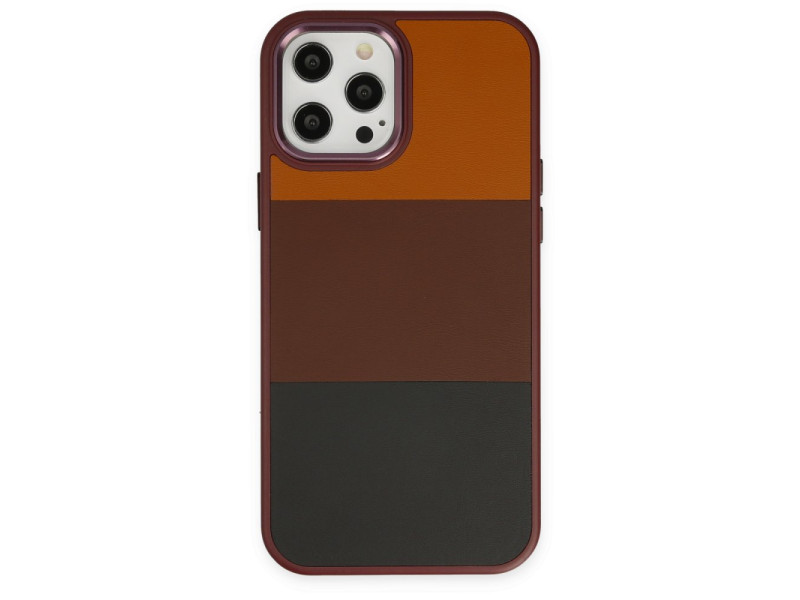 Newface iPhone 12 Pro Max Kılıf King Kapak - Bordo-Siyah