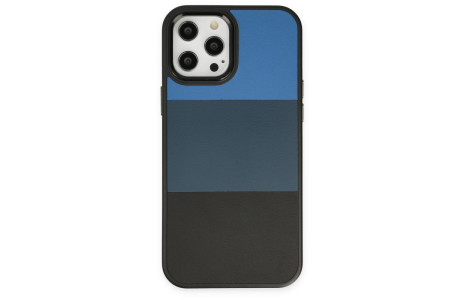 Newface iPhone 12 Pro Max Kılıf King Kapak - Mavi-Siyah