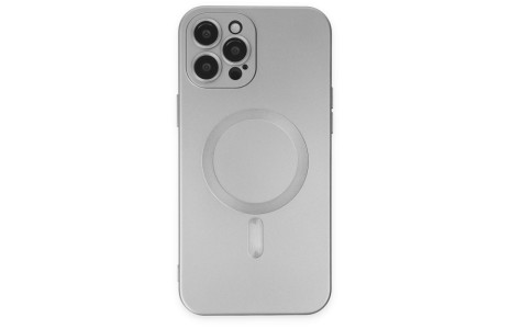 Newface iPhone 12 Pro Max Kılıf Moshi Lens Magneticsafe Silikon - Gümüş