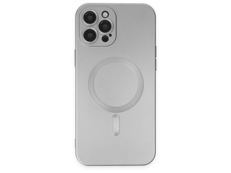 Newface iPhone 12 Pro Max Kılıf Moshi Lens Magneticsafe Silikon - Gümüş