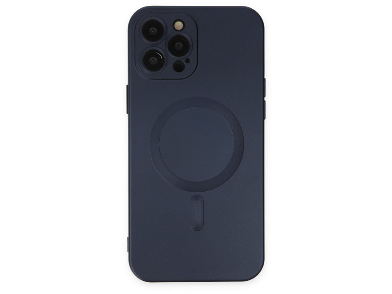 Newface iPhone 12 Pro Max Kılıf Moshi Lens Magneticsafe Silikon - Lacivert