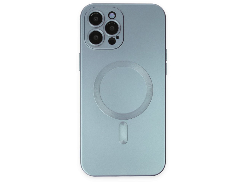 Newface iPhone 12 Pro Max Kılıf Moshi Lens Magneticsafe Silikon - Sierra Blue