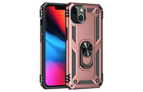 Newface iPhone 14 Plus Kılıf Sofya Yüzüklü Silikon Kapak - Rose