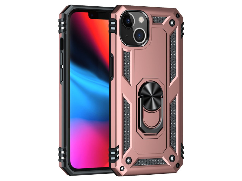 Newface iPhone 14 Kılıf Sofya Yüzüklü Silikon Kapak - Rose