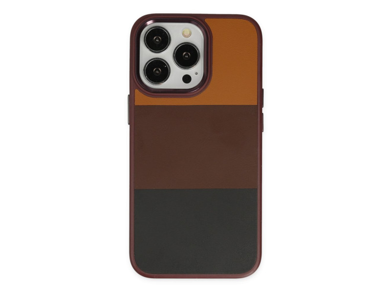 Newface iPhone 13 Pro Kılıf King Kapak - Bordo-Siyah
