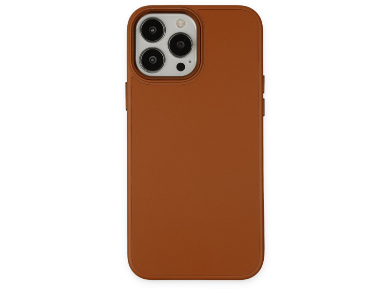 Newface iPhone 13 Pro Max Kılıf Asya Deri Silikon - Kahverengi