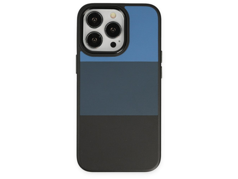 Newface iPhone 13 Pro Max Kılıf King Kapak - Mavi-Siyah