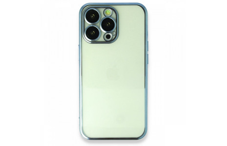 Newface iPhone 14 Pro Max Kılıf Razer Lensli Silikon - Açık Mavi