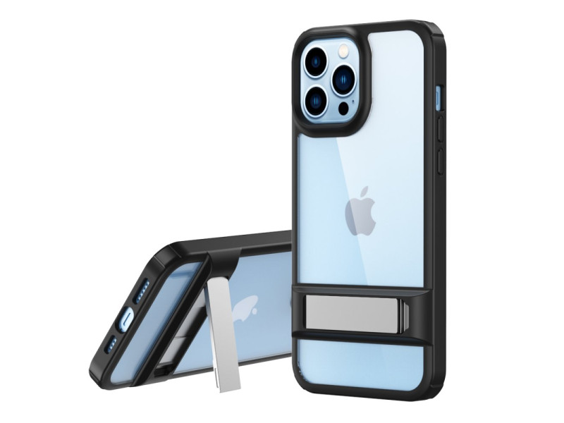 Newface iPhone 13 Pro Max Kılıf Rolet Stand Kapak - Siyah
