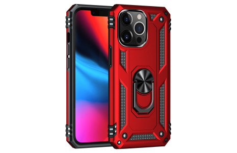 Newface iPhone 14 Pro Kılıf Sofya Yüzüklü Silikon Kapak - Kırmızı