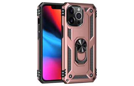 Newface iPhone 14 Pro Kılıf Sofya Yüzüklü Silikon Kapak - Rose