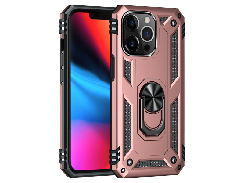 Newface iPhone 14 Pro Kılıf Sofya Yüzüklü Silikon Kapak - Rose