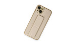 Newface iPhone 14 Kılıf Coco Deri Standlı Kapak - Gold