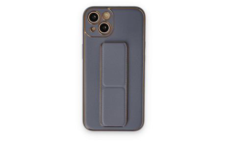 Newface iPhone 14 Kılıf Coco Deri Standlı Kapak - Gri